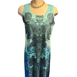 ELLEN PARKER Dress Size Medium Beautiful Colours Floral Paisley Stretchy